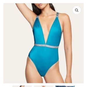 XL Teal Plunge One-Piece Swimsuit